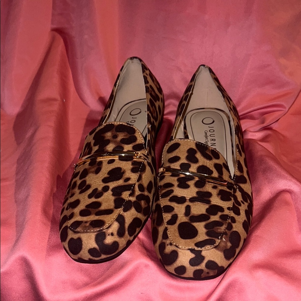 Leopard Print Loafers - Brown/Black